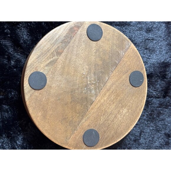 Wood Candle Holder With Metal Plate 2" Tall - Picture 3 of 7